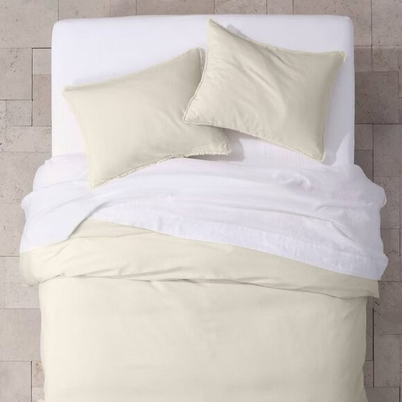 Casaluna Full/Queen Heavyweight Linen Blend Duvet Cover & Sham Set- Natural - Picture 1 of 7